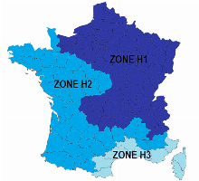 Répartition des départements français en zones climatiques et Primes CEE